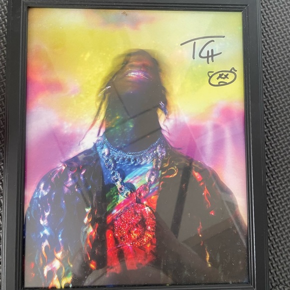 Travis Scott Signed Print w FACE ART - Picture 1 of 1